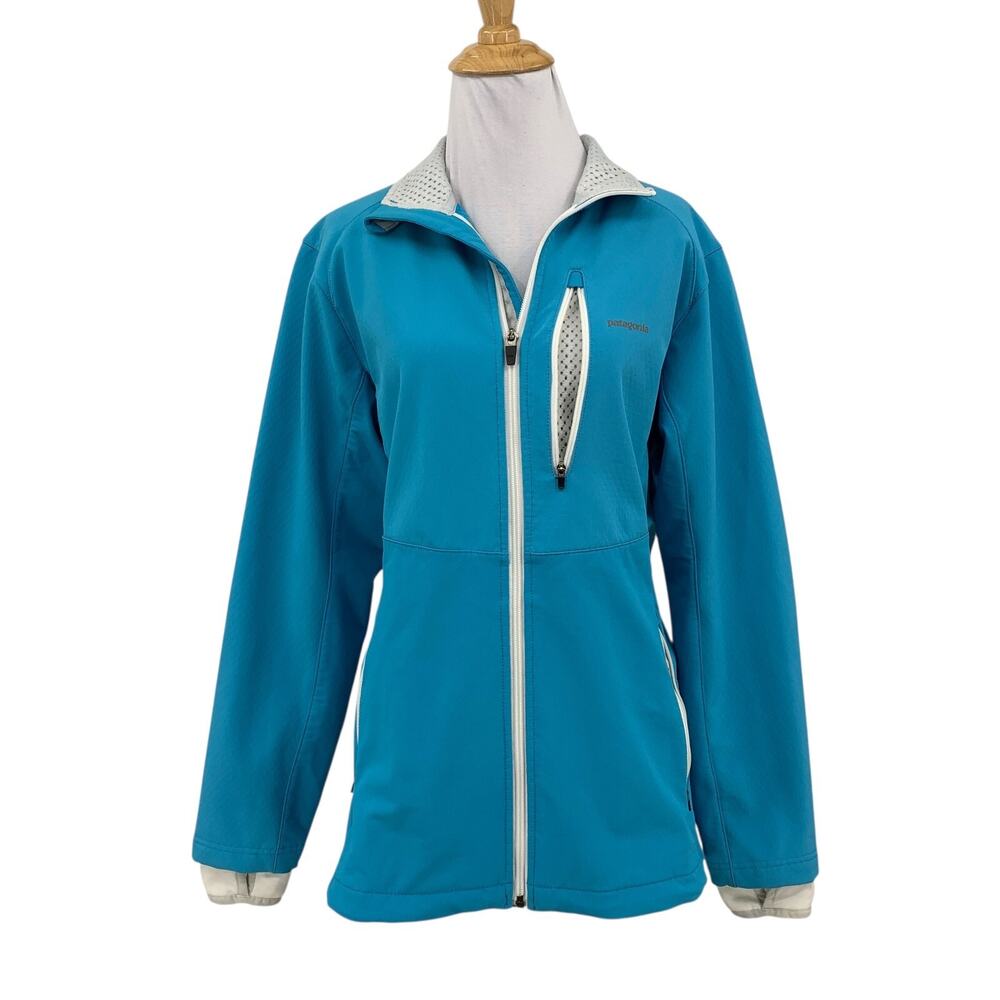 Patagonia Jacket Women L Large Full Zip Polartec Softshell Thumbhole Fleece Line